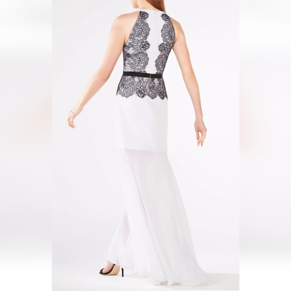 BCBG MaxAzaria Gerogianna Lace Maxi Dress Black & White Size 6 - Picture 3 of 12